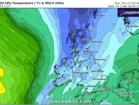 英国天气：极地风暴将在几天内袭击英国，地图变成了冰冷的蓝色